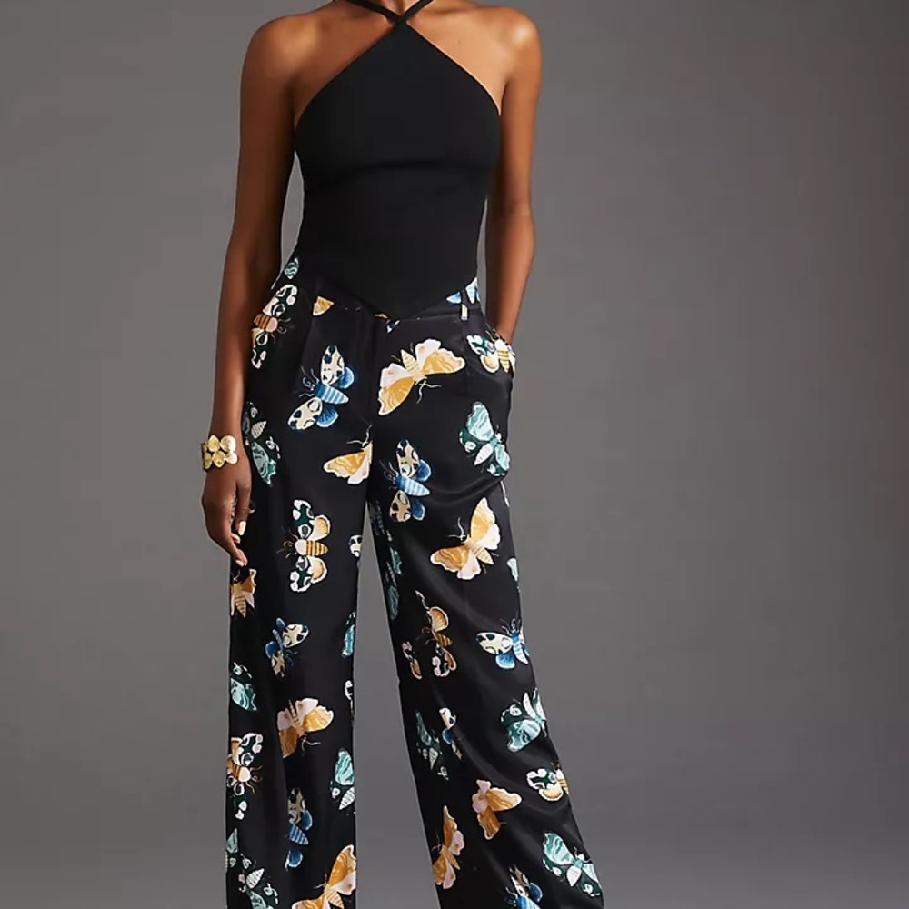 Anthropologie Sarah Gordon x Maeve Butterfly Wide Leg Pants Size 12